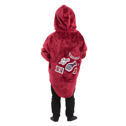 Snuggs Kids Blanket Hoodie Dark Red مدفع رمصان